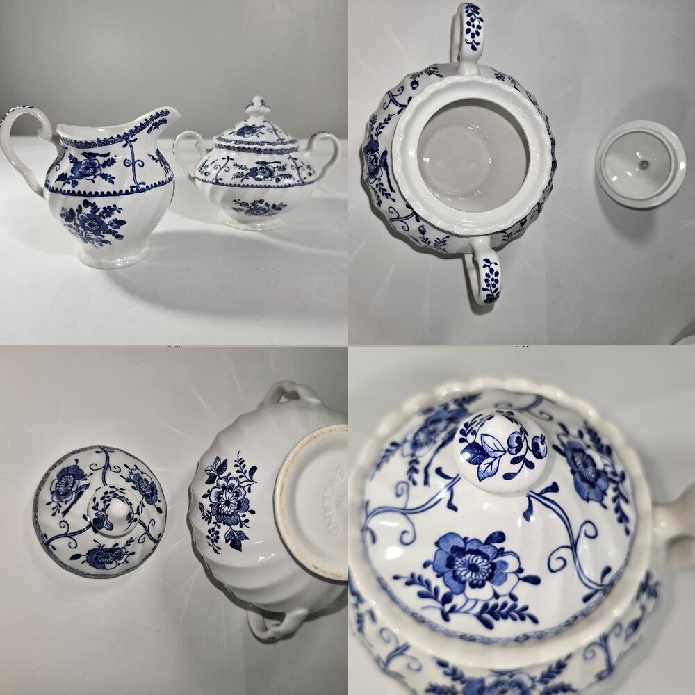 Johnson Bros Indie Blue Tea Coffee Pot Creamer Sugar Pitcher Porcelain Set - Picture 11 of 14